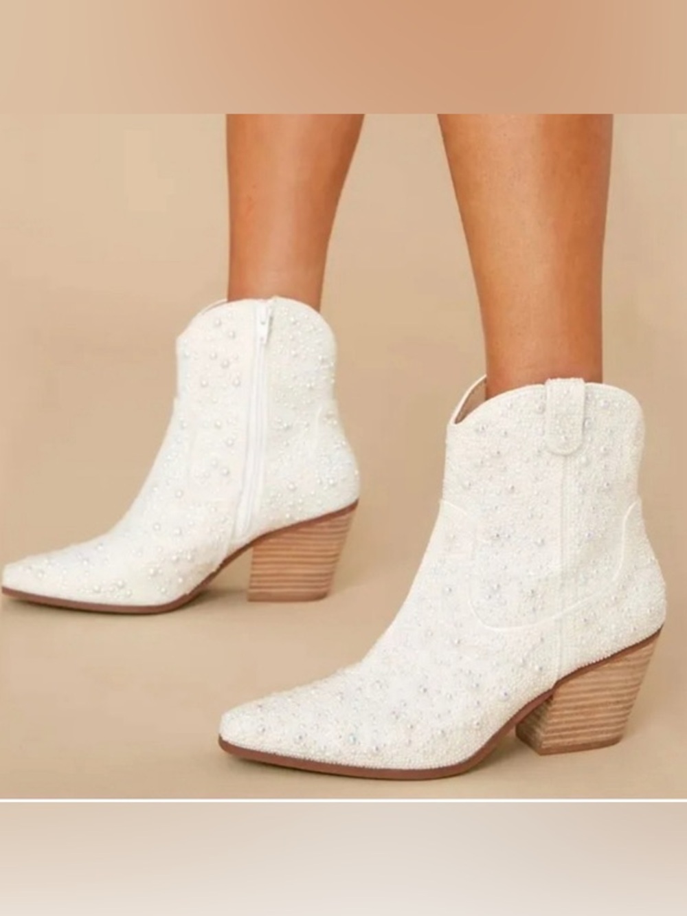 Betsey Johnson Pearl Embellished Western Boots *like NEW*-size 9
